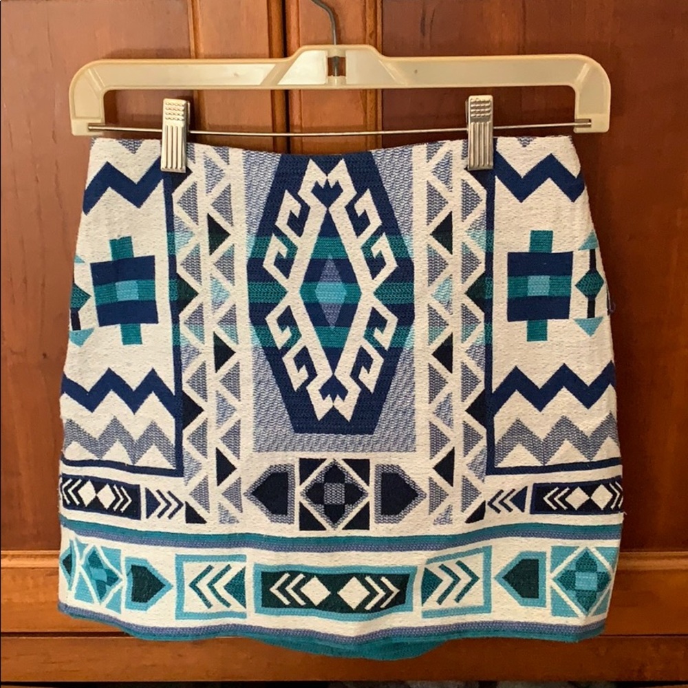 Blue Aztec print miniskirt